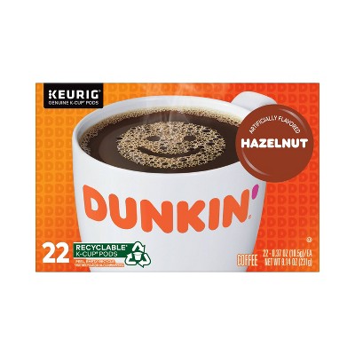 Dunkin' Hazelnut Flavored Medium Roast Coffee - Keurig K-Cup Pods - 22ct