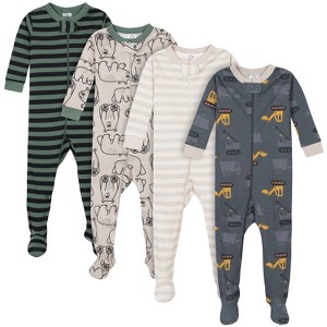 Gerber Toddler Boys' 4-Pack Snug Fit Footed Cotton Pajamas - 1 of 4