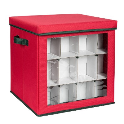 Honey-Can-Do Holiday Ornament Storage Large Red Cube