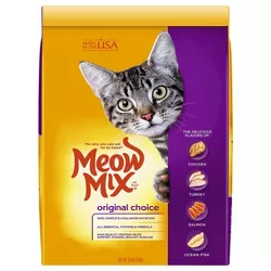 Meow Mix Original Choice with Flavors of Chicken, Turkey & Salmon Adult Complete & Balanced Dry Cat Food - 16lbs