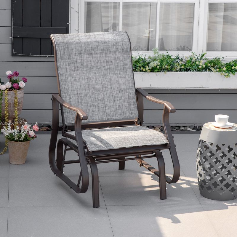 Outsunny Outdoor Swing Glider Chair, Patio Mesh Rocking Chair with Steel Frame for Backyard, Garden and Porch, 2 of 7
