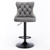 VYNXARIA Swivel Velvet Barstools Adjusatble Seat Height from 25-33 Inch,17.7 inch base, Modern Upholstered Bar Stools,Gray,Set of 2 - 3 of 4