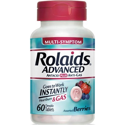 Rolaids Digestive Heartburn + Gas Chewable Tablets - Berry - 60ct