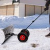 YARDSIGHT 29 in. Carbon Steel Snow Shovel with Wheels and Adjustable Ergonomic Handle for Driveway and Walkway Snow Removal - 2 of 4
