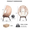 FURNIinspire Patio Accent Chairs Grid Style Wicker Weaving Patio Egg Chair With Natural Color Rattan And Beige Cushion, Brown, 34“*37"*54" - 3 of 4