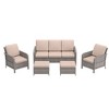 Sonkuki 5 Pieces Patio Sofa with Ottomans Set, All-Weather PE Rattan Wicker, Patio Conversation Couch with Cushion - 2 of 4