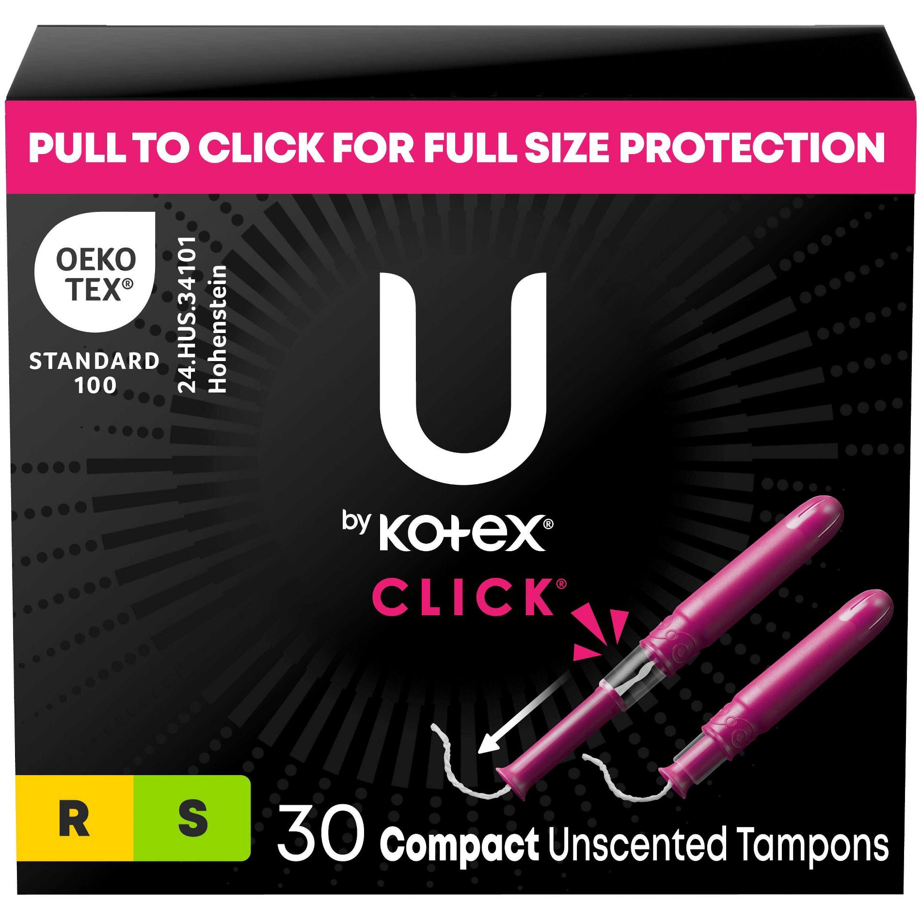 U by Kotex Click Tampons - Multipack - Compact Tampons - Regular/Super Absorbency - Unscented