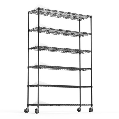 NicBex 82.00" 6-Tier Bookshelf with Adjustable Shelves & Wheels Bookcases for Living Room Home Office
