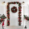 18" Prelit Christmas Wreath with 15 Lights Red Green Plaid Ribbon Pinecones Ball Oranments for Front Door - 4 of 4