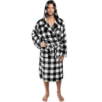 PAVILIA Mens Robe, Hooded Soft Bathrobe for Men, Fleece Plush Warm Shawl Collar Hood Pockets for Bath Shower Spa
