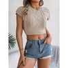 Coolmee Womens Cap Sleeve Crop Tops Summer Crew Neck Lightweight Knit Sweater Tank Tops - 4 of 4