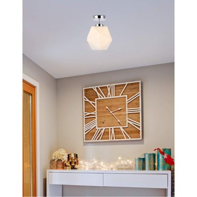 Lawrence Chrome and White Glass 1-Light Flush Mount