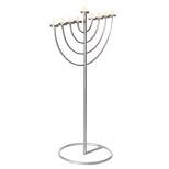 Vintiquewise Modern Silver 9 Branch Lighting Thin Pipe Hanukkah Menorah, Metal-Aluminum