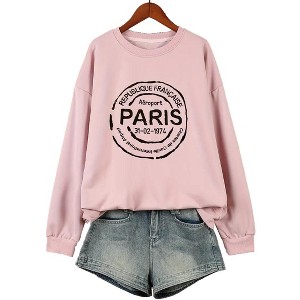 Plus Size Sweatshirts Paris Graphic Sweatshirt for Women Oversized Trendy Comfy Crewneck Sweatshirts Casual Pullover Plus Size Sweatshirts - 1 of 4
