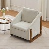 Chenille Armchair with Wooden Side and Nailhead Trim, Modern Accent Chair with Backrest,Upholstered Leisure Chair for Living Room or Bedroom-Koiai - 2 of 4