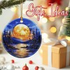 Christmas Ornaments, 2.9 Inch Ceramic Hanging Ornament, Christmas Tree Ornaments, Xmas Decorations - Full Moon Over Forest Lake - 4 of 4