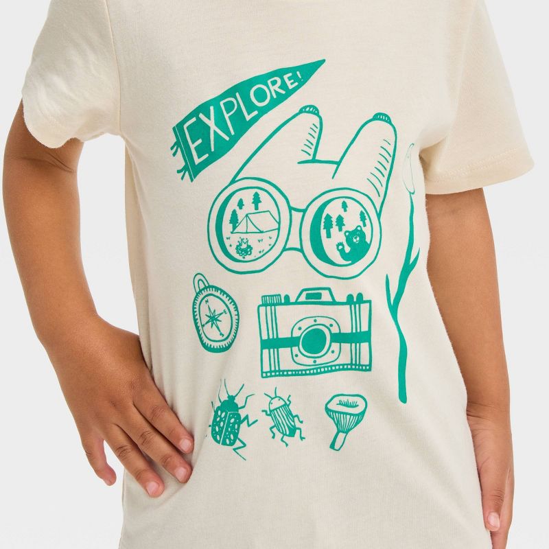 Toddler Boys&#39; Explore Short Sleeve Graphic T-Shirt - Cat &#38; Jack&#8482; Cream, 3 of 5