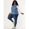 Agnes Orinda Women's Plus Size Button-Down Flat Lepel Denim Sleeveless Raw Hem Vests - 3 of 4