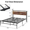 Jojoka Bed Frame with Vintage Wood Headboard & Footboard, Metal Platform Frame with Storage Shelf, Underbed Storage, No Box Spring Needed - 2 of 4