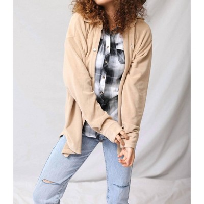 Women's Soft Teddy Button Up Jacket - Bailey Rose S