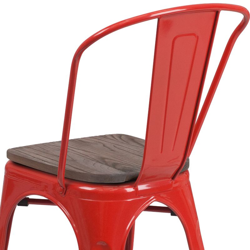 Flash Furniture Metal Stackable Chair with Wood Seat, 6 of 11