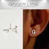 Moon and Star Flat Back Earrings for Women Sterling Silver 16g Cartilage Helix Lobe Body Piercing Stud Ginger Lyne - 2 of 4