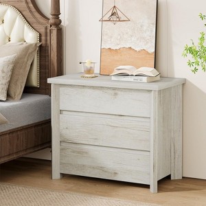 Lantine Wood Nightstand with 3 Drawers, Farmhouse Bedside Table with Storage for Bedroom and Small Spaces, Easy Assembly - 1 of 4