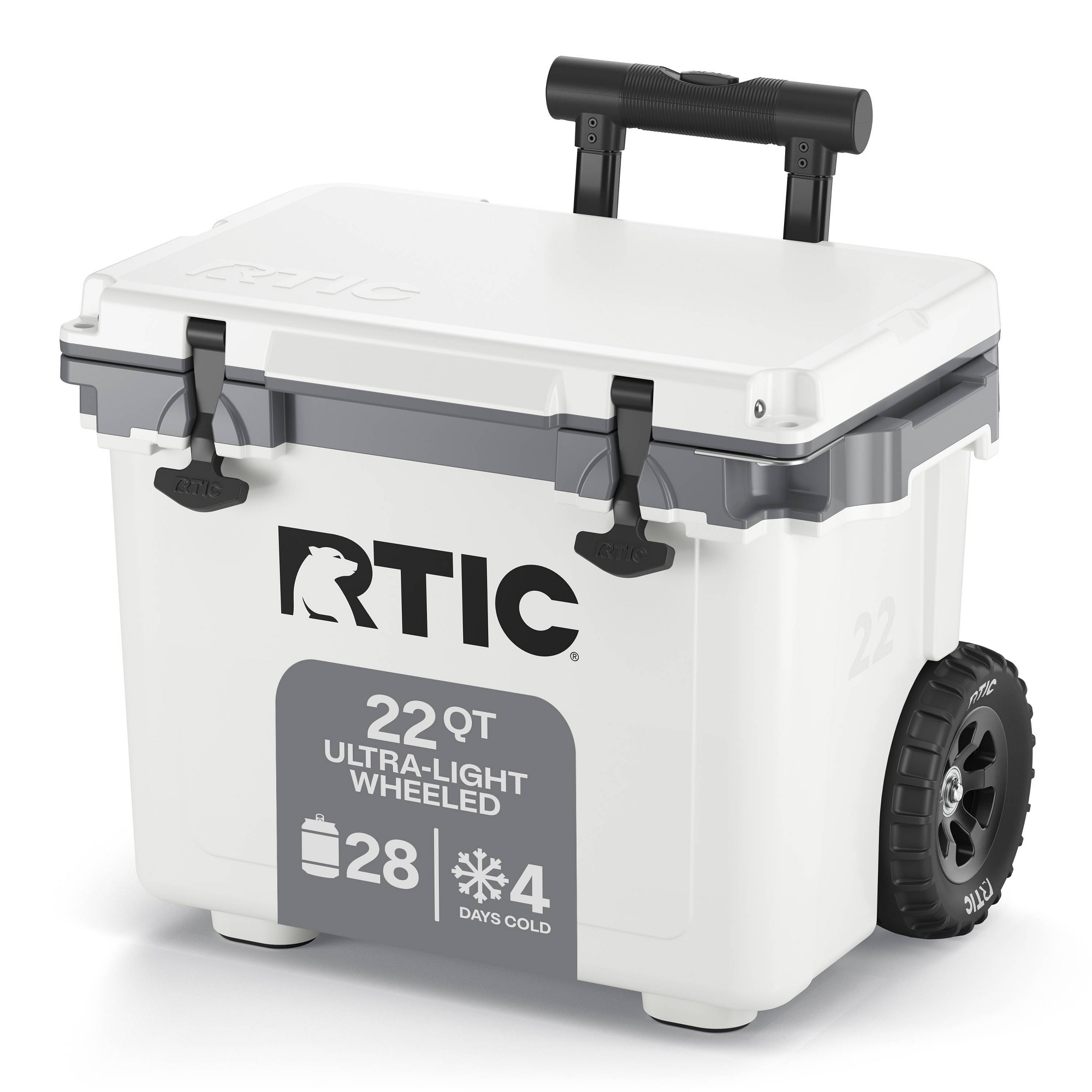 RTIC Outdoors 22qt Ultra Light Wheeled Hard Sided Cooler - White: Polypropylene Construction
