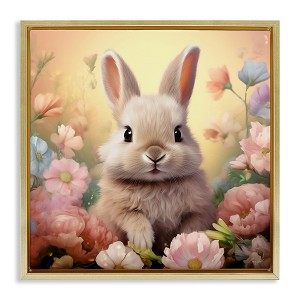 Stupell Industries Bunny in Meadow Floating Frame Canvas Art - 1 of 4