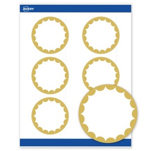 Avery Printable Round Labels, Gold Edge Dots, 3" Diameter, Matte White Round Labels, Permanent, Laser/Inkjet, 60ct, Great for Product Labels - 1 of 4