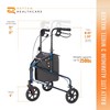 Rhythm Healthcare Rally Lite Aluminum 3-Wheel Folding Walker with Tote, Blue - 3 of 4