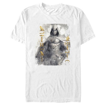 Men's Marvel: Moon Knight Golden Hieroglyphs Portrait Sketch T-shirt ...