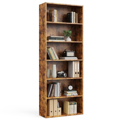 GlasFlength Decorative Bookshelf Creative and Unique Styling, Multifunctional Storage with Open Display Bookshelves, Brown, 23.8"*9.2"*63"