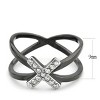Slickblue Women’s Two-Tone X Symbol Ring, Black Ion Plated Stainless Steel with Clear CZ Detailing, Sizes 5-10 - 2 of 4