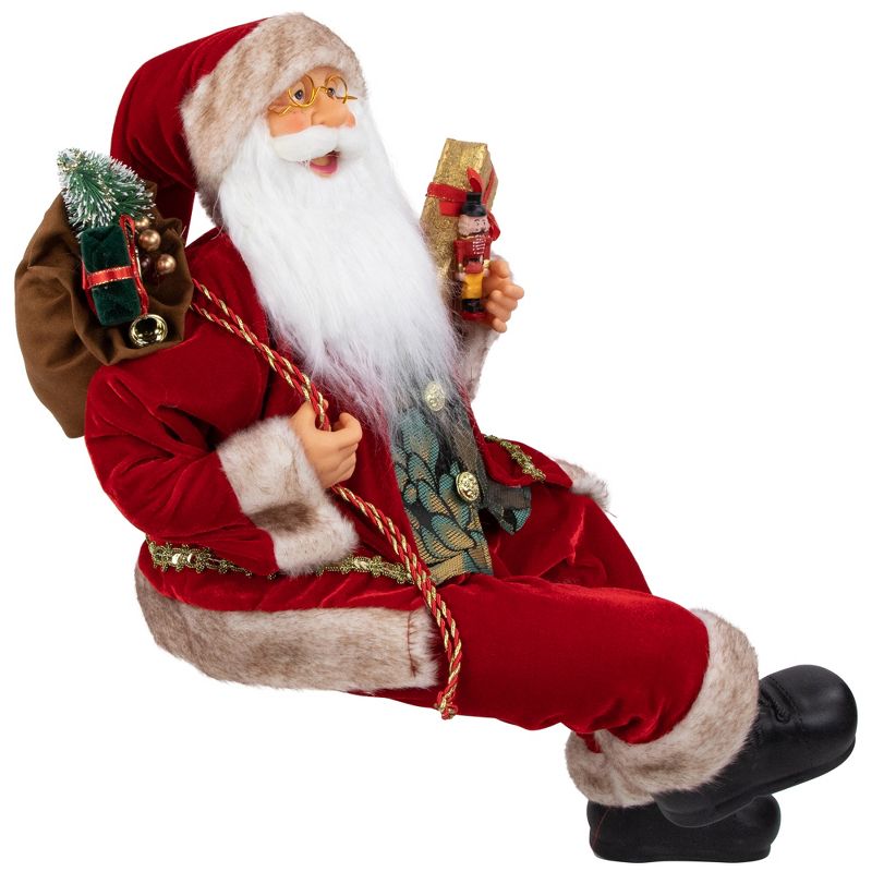 Northlight 24" Sitting Santa Claus with Gift Bag and Presents Christmas Figure, 3 of 6