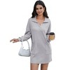 BLUEMING Womens Long Sleeve Dress Loose Button Front Lapel Collared Ribbed Knit Mini Dresses with Pockets - 2 of 4