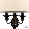 Kathy Ireland Mulholland Traditional Table Lamp 37" Tall Bronze Golden Marbleized with USB Dimmer Cord White Bell Shade for Bedroom Living Room Office - 4 of 4