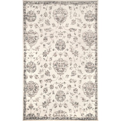Clarissa Gray and Beige Rectangular Synthetic Oriental Rug