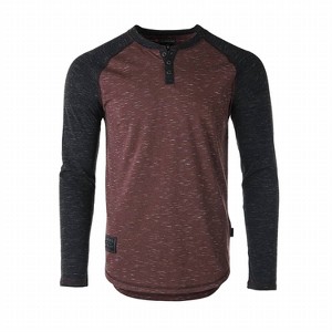 Men's 's Long Sleeve Arm Contrast Raglan Henley T-shirt - ZIMEGO - 1 of 4