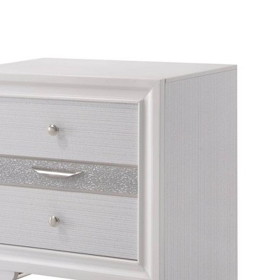 Elegant Naima 3-Drawer White Nightstand with Light Gray Trim