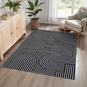 Modern Rug Runners for Hallways, Abstract Kitchen Runner Rugs Non Slip Bath Runner, Rainbow Washable Runners Rug - 1 of 4