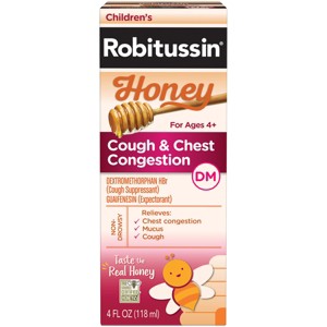 Children's Robitussin Cough & Chest Congestion DM Relief Liquid - Dextromethorphan - Honey - 4 fl oz - 1 of 4