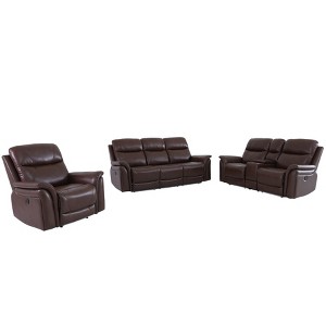 Tribesigns Breathing Leather Recliner Sofa with Adjustable Angle, Storage, Wireless Charger & LED Lighting, Reddish Brown for Living Room. - 1 of 4