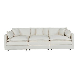 NicBex 112.2 Inch Modern Couch 3-Seater Sofa with 2 Arm Pillows and 3 Throw Pillows for Living Room,Apartment,Bedroom,Beige - 1 of 4
