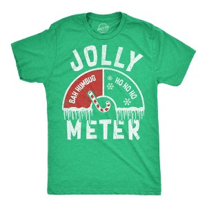 Mens Funny T Shirts Jolly Meter Sarcastic Christmas Graphic Novelty Tee For Men - Crazy Dog Men's T Shirt Gift For Christmas - 1 of 4