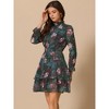 INSPIRE CHIC Women's Floral Long Sleeve Mock Neck Ruffle Layered Smocked Mini Dress - 2 of 4
