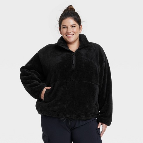 Women's High Pile Fleece 1/2 Zip Pullover - All In Motion™ Black Xxl :  Target