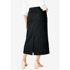 Jessica London Women's Plus Size Classic Cotton Denim Midi Skirt - 3 of 4