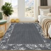 Washable Modern Bordered Rug Non Slip Low Pile Rug Soft Floral Throw Floor Cover Foldable Indoor Carpet for Living Room Bedroom Playroom Nursery - 4 of 4