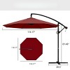 VisioGear Patio Umbrellas, Outdoor Market Hanging Umbrella, Patio Outdoor Umbrella with Crank Handle, Red, 114.17"*114.17"*81.49" - 2 of 4